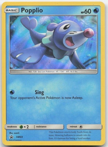 Popplio - SM03 Holo Promo Sun & Moon Promo Pokemon Heavily Played