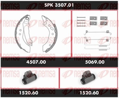 Bremsensatz Trommelbremse Super Precision Kit REMSA SPK 3507.01 für FORD 180mm 5