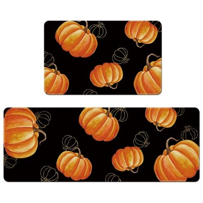 Black Orange Autumn Pumpkin Fall Kitchen Floor Mat Fits 16x24/16x41 Inch