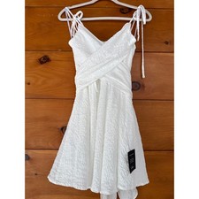 NWT Lulus Cute and Sweet White Tie-Back Mini Skater Dress Party Cocktail Size S
