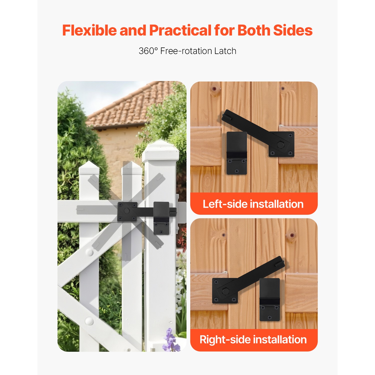 Flip Gate Latch Metal Heavy Duty Latches Hardware 360° Rotation Latches