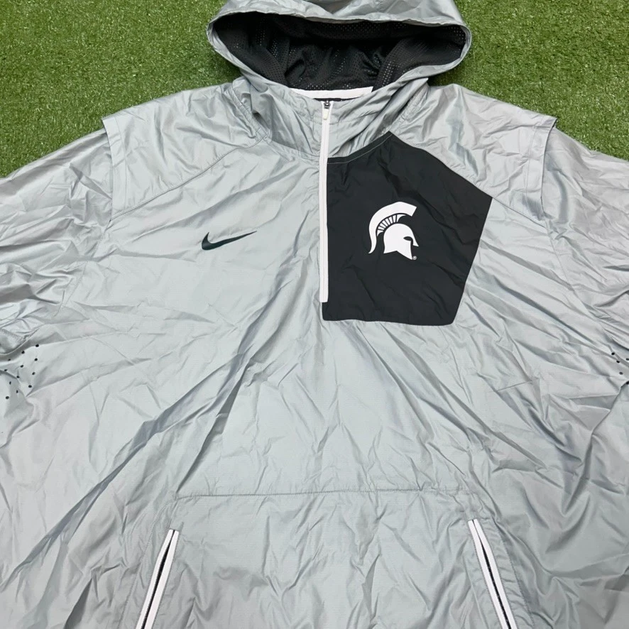 Chaqueta cortavientos Nike Michigan State Spartans para hombre 3XL 1/4 cremallera con capucha MSU Foto 2 de 4