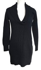 Old Navy Black Cable Knit Sweater Dress With Cowl Neck & Long Sleeves Size Small