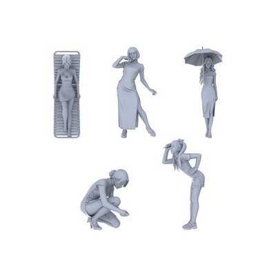 LYTR35044 1/35 Unpainted 3D Printed Model, Cute Doll for Scene Matching Use 1set