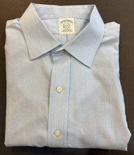 Brooks Brothers Dress Shirt Mens 17 - 36 Classic Fit Blue French Cuff Supima Cot