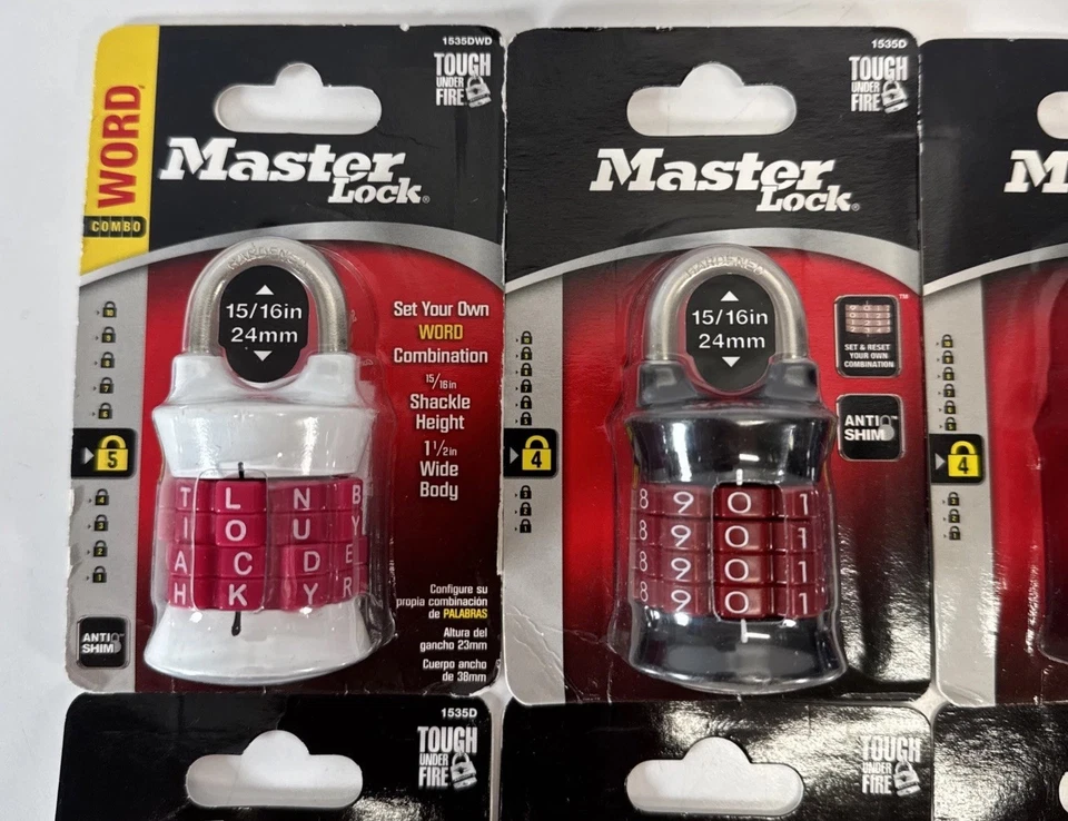 6 NEW Master Lock 1535D Customizable Combination Padlock Black Locker Office - Image 2 of 4