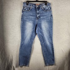 Judy Blue Jeans Womens 13/31 Blue High Rise Skinny Distressed Stretch Denim