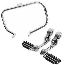 Engine Guard Crash Bar + 1.25" Highway Foot Pegs For Harley Softail  2000-2017