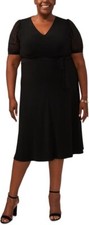 MSK Plus Size Tie-Front Midi Dress Black 1X