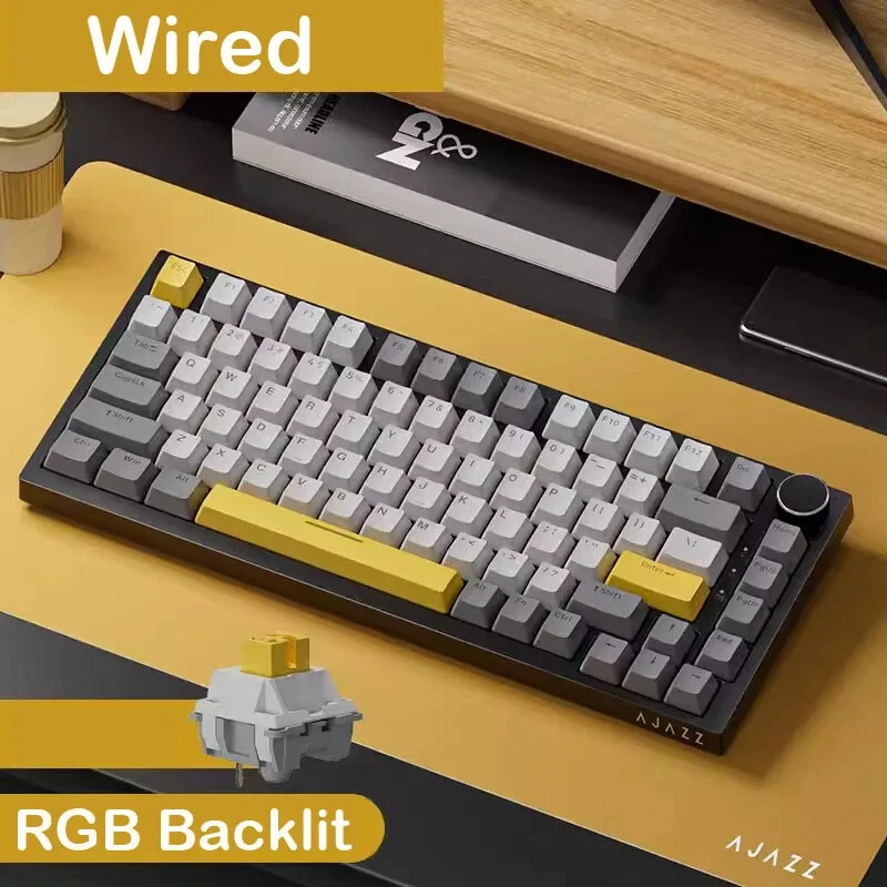 Mechanical Gaming Keyboard with TFT Screen, Knob, Wired/2.4GHz/BT Connectivity for PC