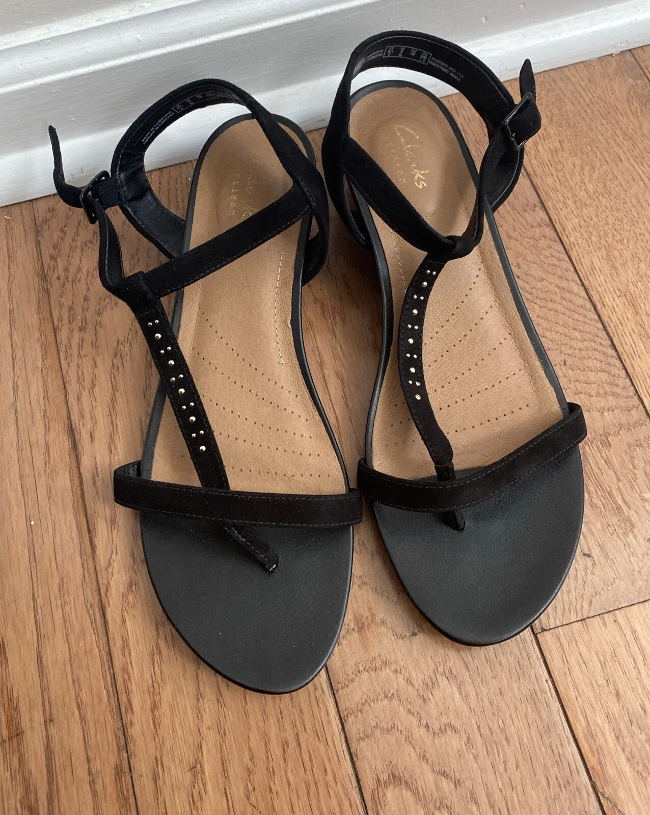 Sandali donna Clarks neri scamosciati con cinturino Parram Blanc taglia belli 8M