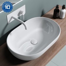 Aufsatzwaschbecken Keramik Waschbecken 60cm Waschschale Waschtisch wei&szlig; Bad B322