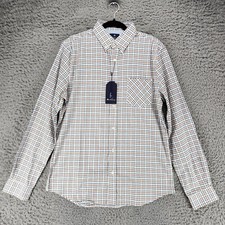 Ben Sherman Shirt Mens Medium White Plaid Long Sleeve Button Up NWT 