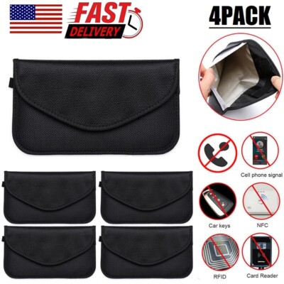 4Pcs Faraday Bag RFID Signal Blocking Shielding Pouch Cell Phone Wallet Blocker