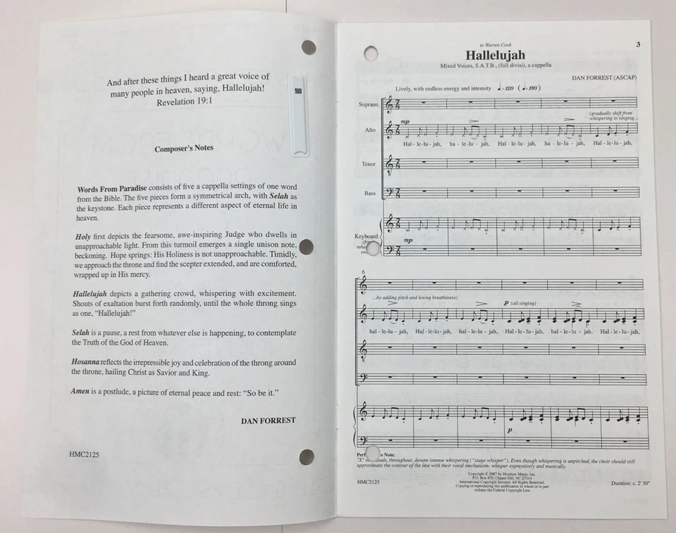 Words From Paradise Dan Forrest Choral Keyboard Sheet Music Set of 5 Hinshaw Inc - Image 4 of 4