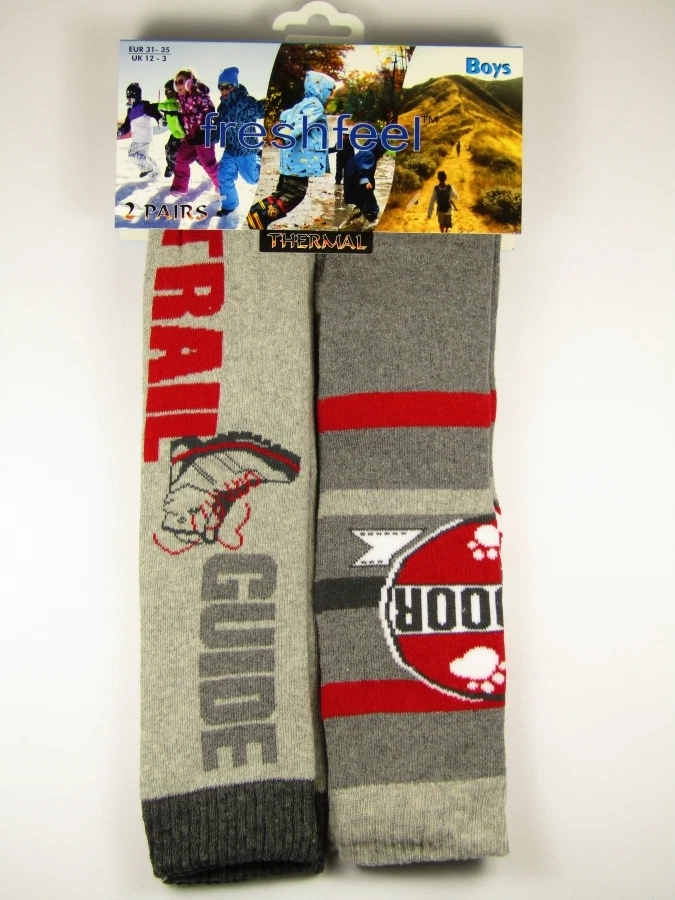 CLICKTOSTYLE BOYS KIDS CHILDREN THERMAL 2 PAIR SOCKS SOFT COMFORTABLE & WARM