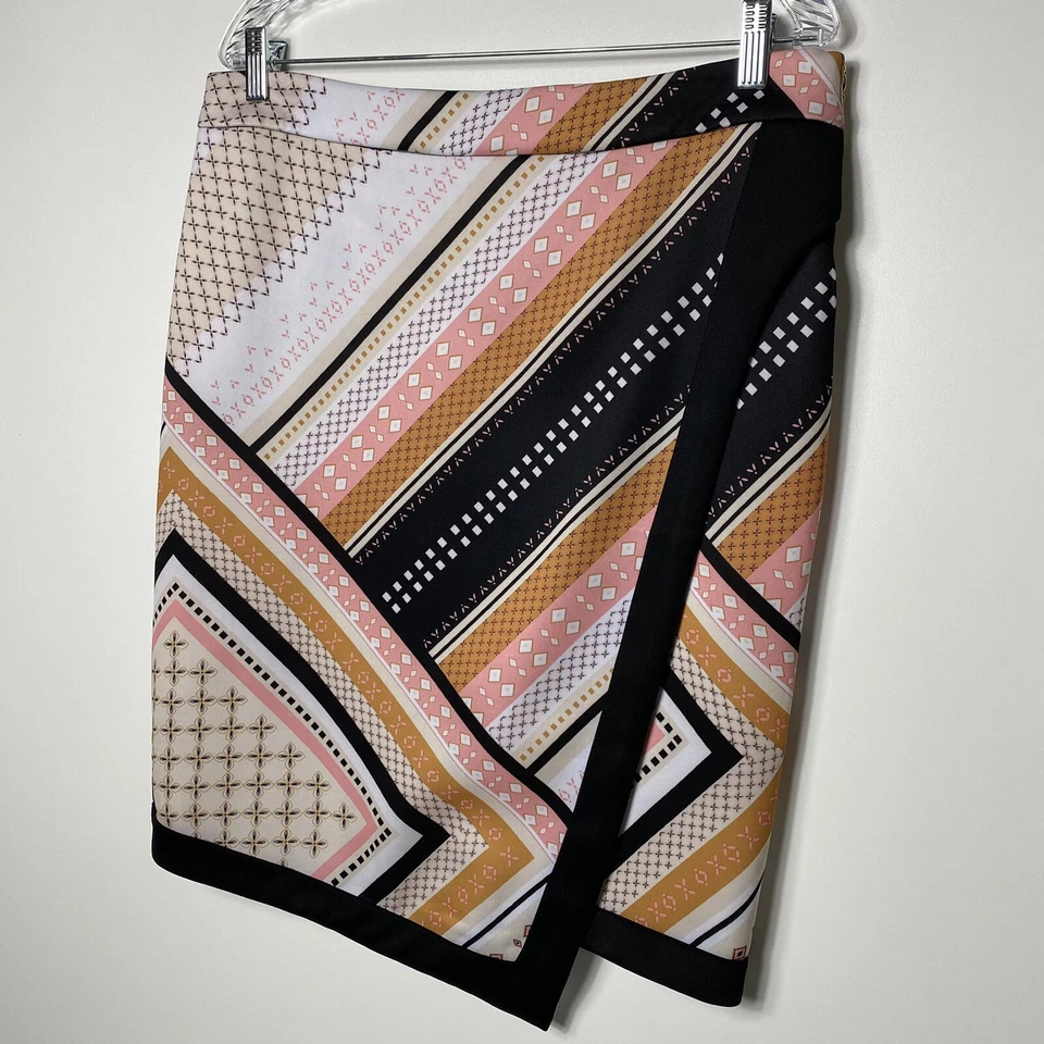 bar iii Mujer Líneas Geométricas Formas Estampado Imitación Abrigo Falda Talla XL Foto 2 de 4