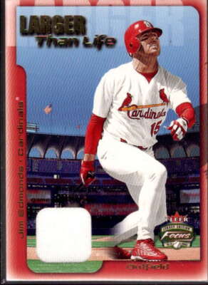 Jim Edmonds Jsy Card 2002 Fleer Focus JE Larger than Life Game Used #2 