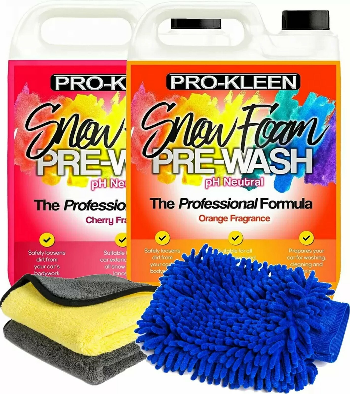 Prokleen Car Shampoo Pre Wash Snow Foam Cleaner Microfibre Cloths Mitt 10l Litre