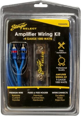 #ad STINGER SELECT SSK4 ANL 4 GA COMPLETE AMPLIFIER WIRING KIT 4 AWG AMP KIT $44.95