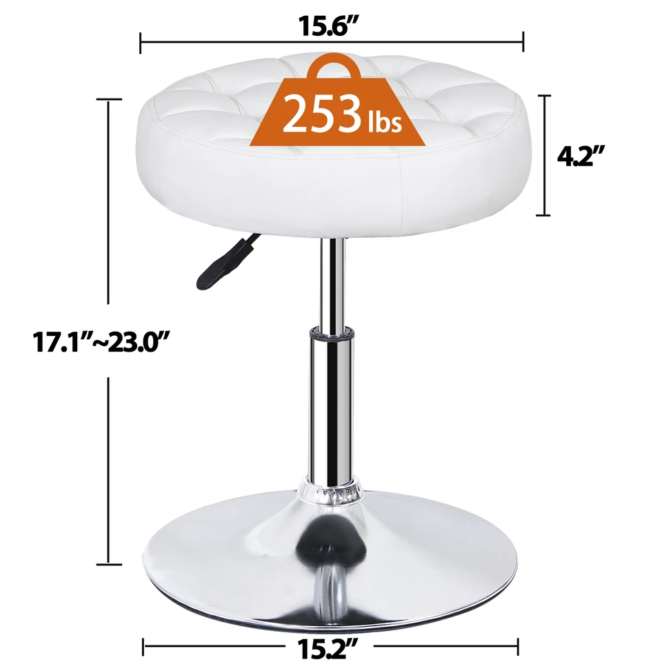 Round Vanity Stool Chair Adjustable 360°Swivel Makeup Ottoman Stool for Bedroom - Image 2 of 4
