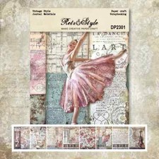 Ballerina Flowers Music Sheet Piano Cello A5 Scrapbook Card Journal Craft Paper