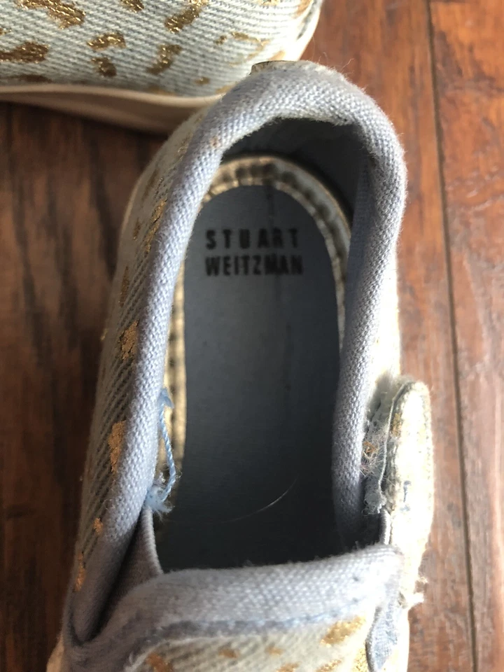 Zapatillas planas sin cordones STUART WEITZMAN azul dorado denim leopardo-talla 6 Foto 4 de 4