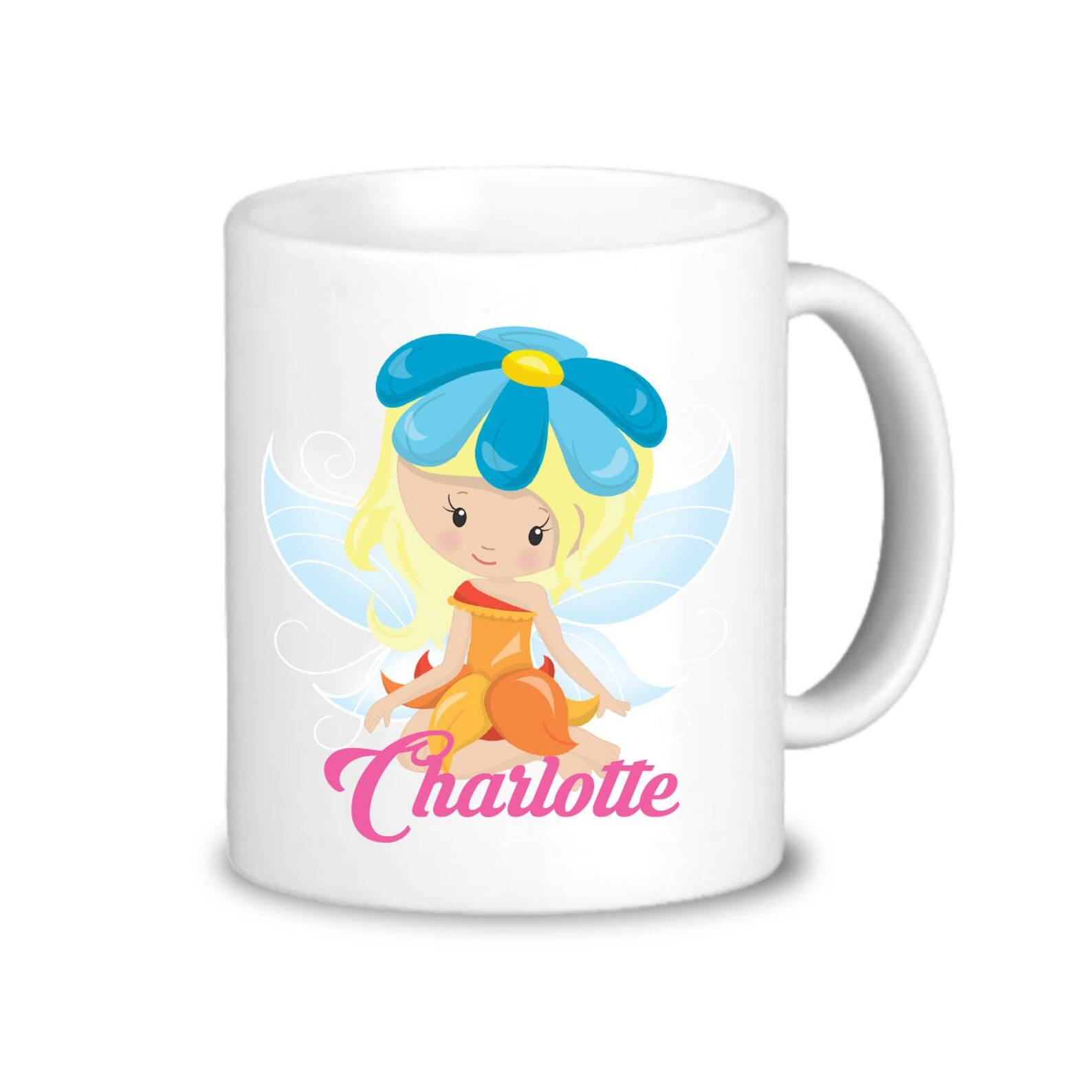 Personalized Fairy Princess Mug Orange Fairy Drinkware Cup Pink Magical Fairy