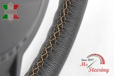 FUR BUICK CENTURY 00-04 BLACK LEATHER STEERING WHEEL COVER, BEIGE 2 STIT