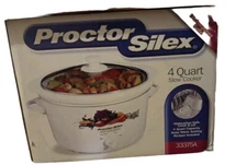Vintage 1998 Proctor Silex Slow Cooker 4QTS Oval White - Vegetables 33375A  NEW