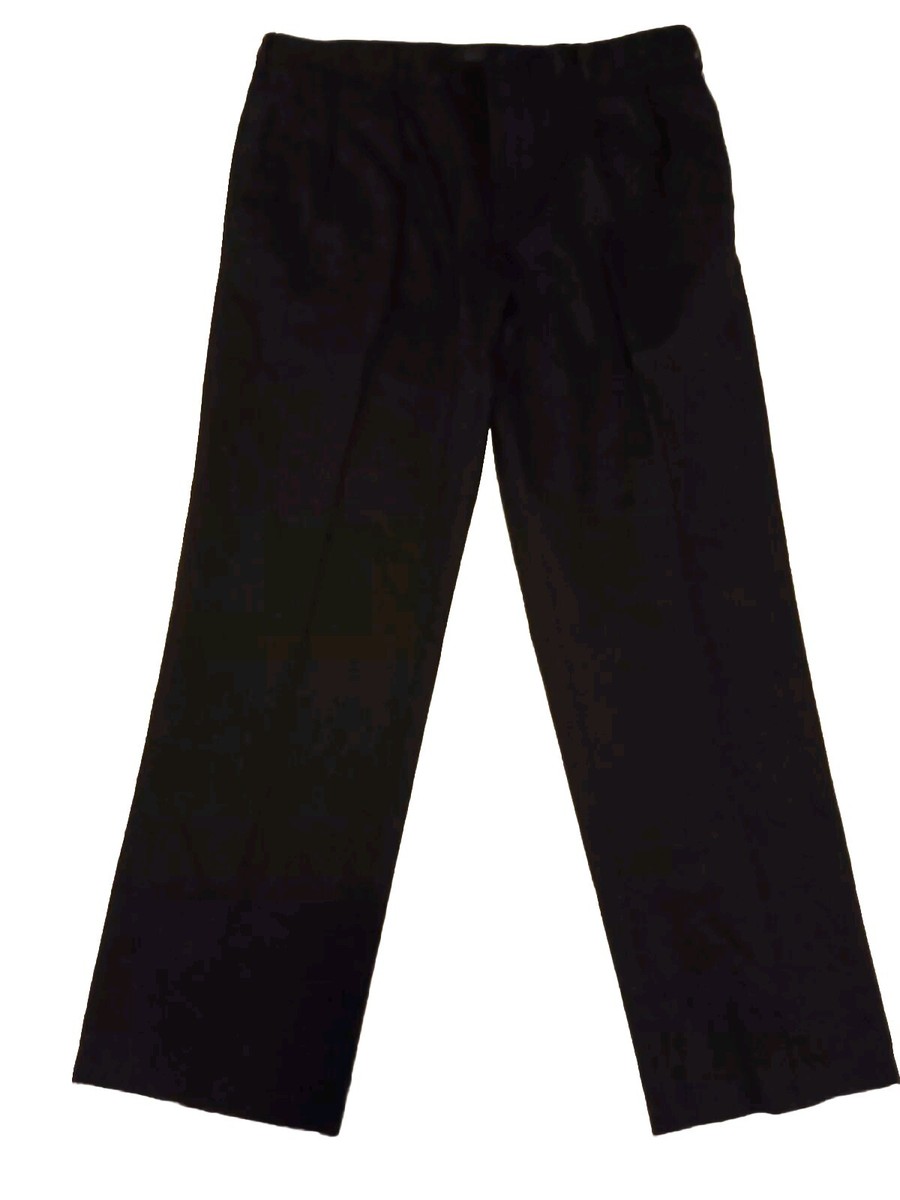 VAN HEUSEN PANTS Black Solid Pleated Casual 100% Cotton 38X 32 ECU Dress  Pants