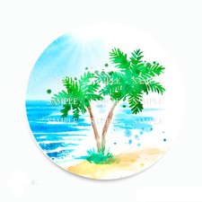 Palm Trees Tropical Luau Scrapbook Stickers Beach Favors Tropical Ocean Stickers