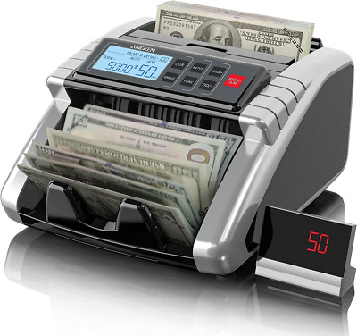 Máquina contadora de dinero con recuento de valor, dólar,