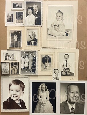Lot of 17 VTG Mid-Century B&W Studio Portraits PHOTOS Props Staging 1950s Matted