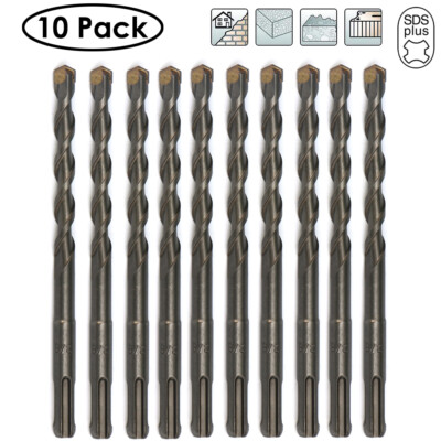 Drillforce 10PCS 3/8'' X6'' Rotary Hammer Drill SDS+ Masonry Concrete Drill Bits