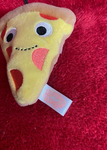 Pizza Slice Mini Plush Toy Funny Happy Smiling Face Soft Toy - Picture 2 of 3