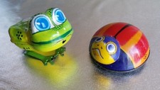 FROG, LADY BUG. TIN LITHOGRAPH WIND UP/ FRICTION TOYS MADE IN JAPAN