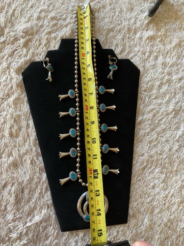 Collar Turquesa 14" Largo y Pendientes Tornillos 1.5" Largo - Imagen 7 de 7