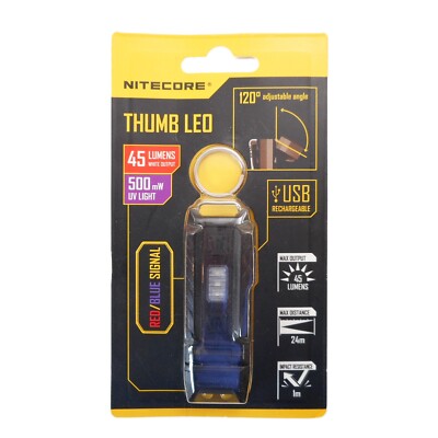 Nitecore Thumb LED 45 Lumen White 500 mW UV USB Rechargeable Keychain Flashlight