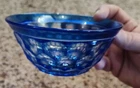 Bohemian Cut to Clear Crystal Finger Bowl/Rinser Round Circles Blue Set Of 2