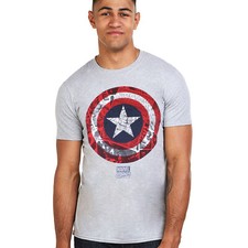 Official Marvel Mens Captain America Shield T-shirt Grey S-2XL