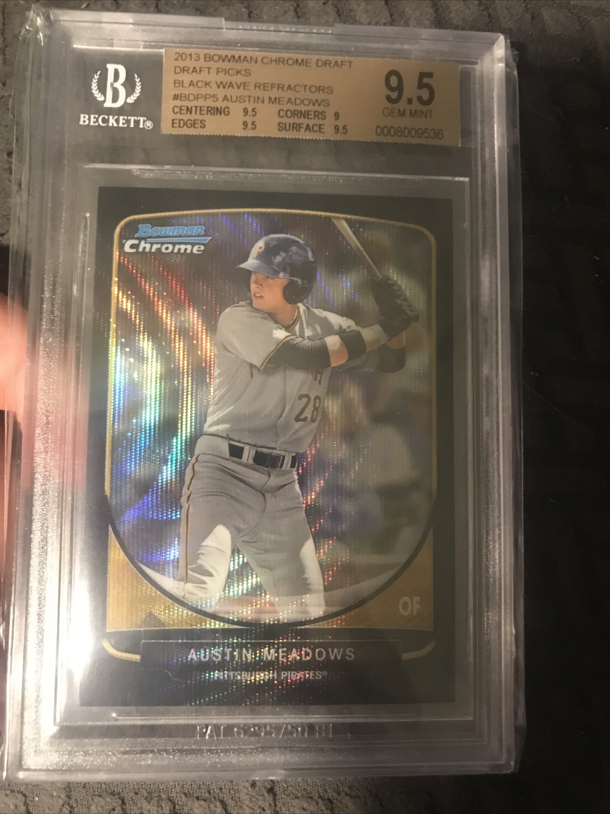 AUSTIN MEADOWS 2013 BOWMAN CHROME 1ST DRAFT BLACK WAVE REFRACTOR BGS 9.5 GEM