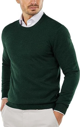 Men Round Neck Sweater Ribbed Knit Slim Fit Casual Long Sleeve Pullover Top - Bild 9 von 32