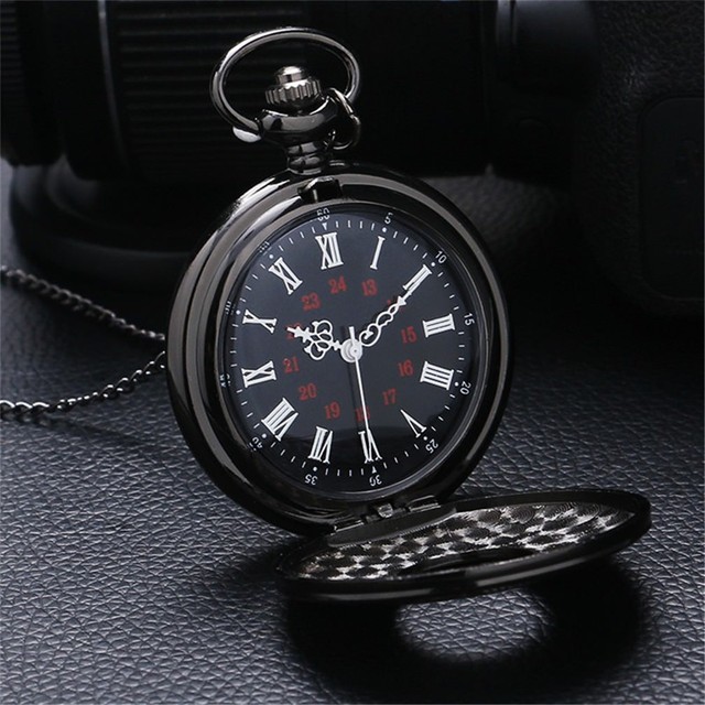 Men's Pocket Watch Black Alloy Skeleton Mechanical Battery Powered for Bestman for sale online