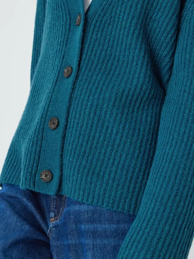 John Lewis AND/OR Cardigan Jeanie Alpaca Wool Blend Boxy Teal Green Sz