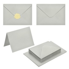 50Pack Light Gray 5x7 Envelopes, A7 Envelopes with Cards Stickers