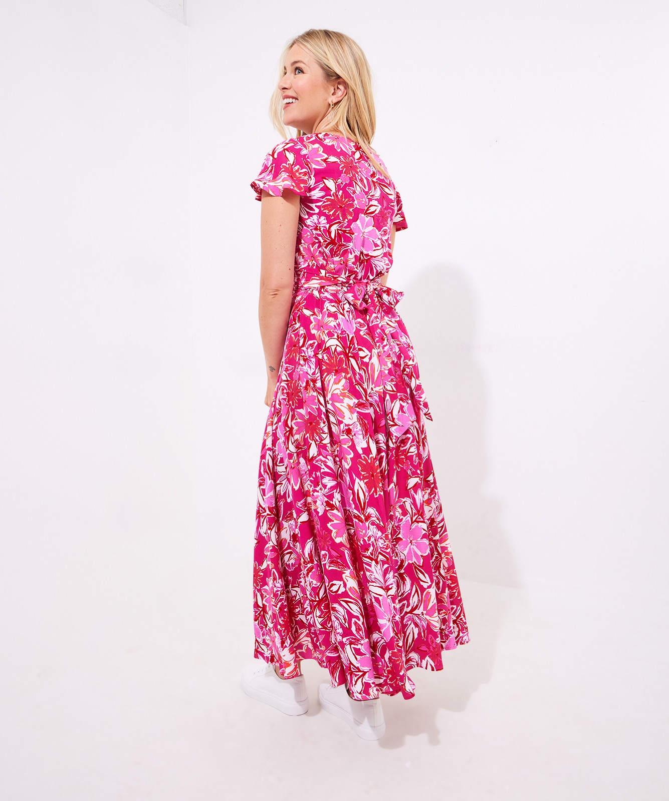 Joe Browns Women's PETITE Vintage Floral Button Through Dress, Pink, 6