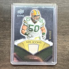 Upper Deck 2008 Icons AJ Hawk Gold Jerseys Memorabilia /50 Packers NFL5