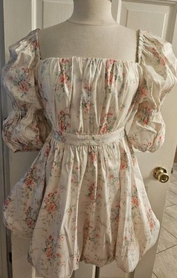 NWT MADISON AMORY ANTHROPOLOGIE ROMANCE GALORE FLORAL BUBBLE MINI DRESS FLORA LG