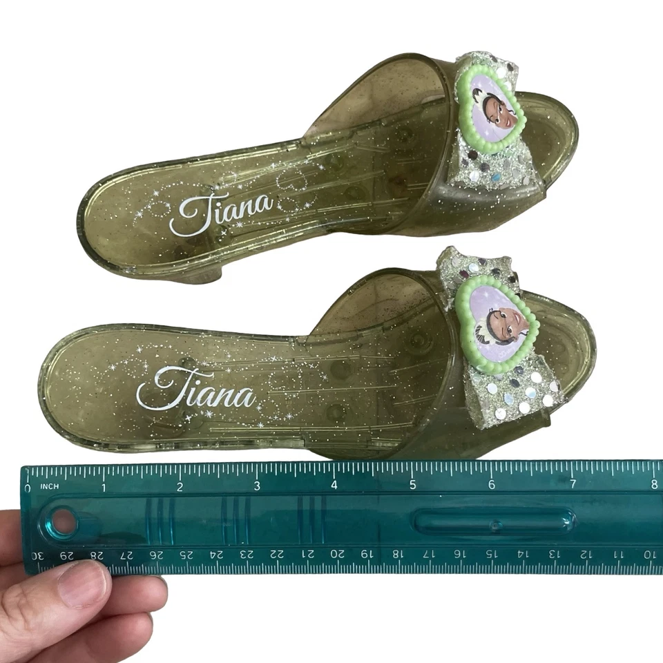 Disney Tiana Shoes Jelly Plastic Dress Up Heels Costume Green Princess Frog - Image 4 of 4